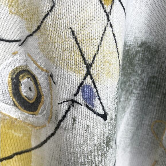 Vintage Kolorway Cotton Hand Painted Sweater Neutral Women's Size 2 Art To Wear - Picture 11 of 13